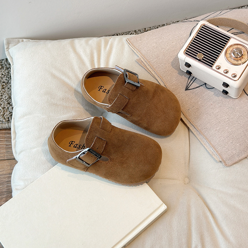Toddler Kids Casual Shoes Brown Gray Buckle Soft Children Flat Shoes Kidszworld Unisex Autumn Spring Leisure Flexiable Little Baby Shoes Size 21 - 30 