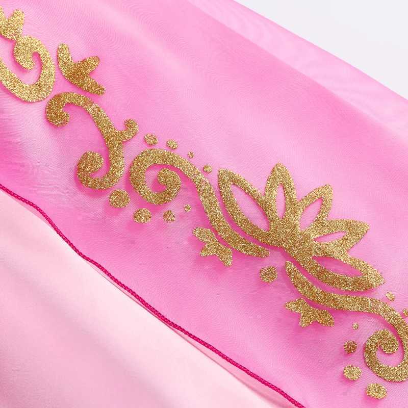 Disney Long haired princess dress girl with purple puff sleeves role-playing tangling costume Halloween Vestido childrens birthday ball costumeXJ25041