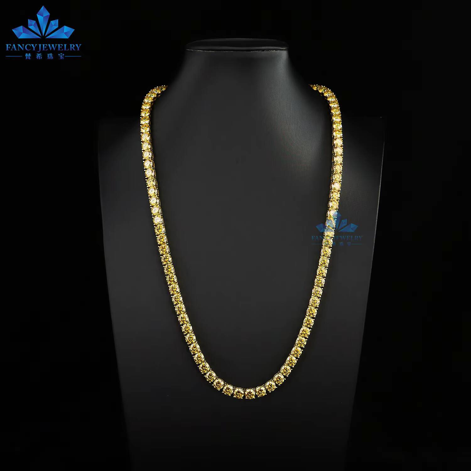 Shining Charm Moissanite Necklace 100 925 Silver 18k Gold Plated Yellow Green Colored Moissanite Tennis Chain Engagement Gift