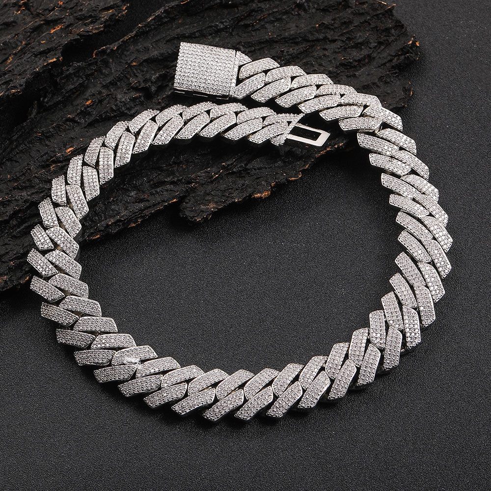 VVS By Diamante Tester Certified Men's Bracelet & Necklace - 20mm Cuban Style Chains Embellished with Moissanne Stones