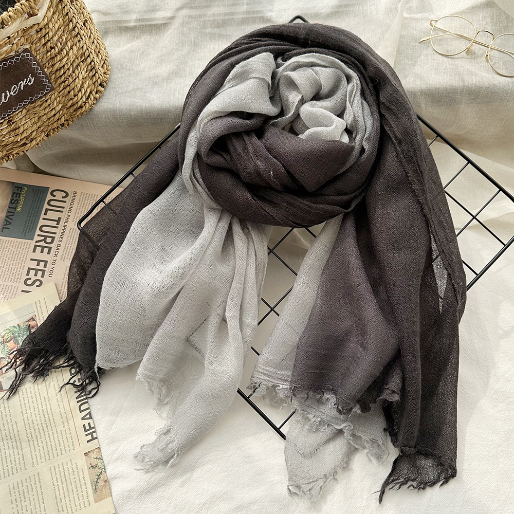 K369 New wool scarf solid color hand-dyed ladies gradient color soft high-grade silk scarf travel shoot with shawl