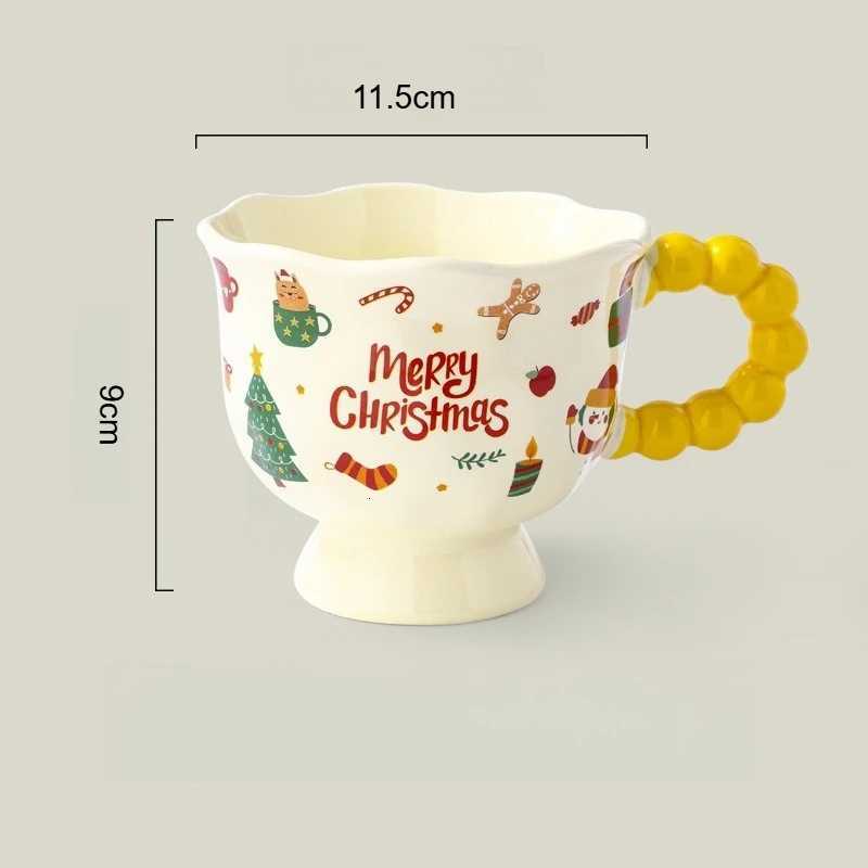 Christmas 1pc Creative Santa Claus Cartoon Ceramic Cup Souvenir Mug Christmas Petal Cup Shaped Gift Suitable for Home and Office Use Y251112