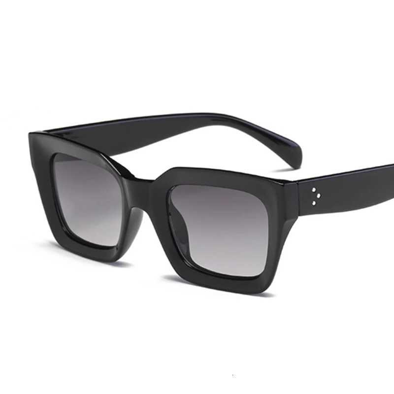 New Fashion Woman Luxury Brand Square Sunglasses Ladies Vintage Oversized Sun Glasses Female Big Frame Uv400 Shades BlackC250411