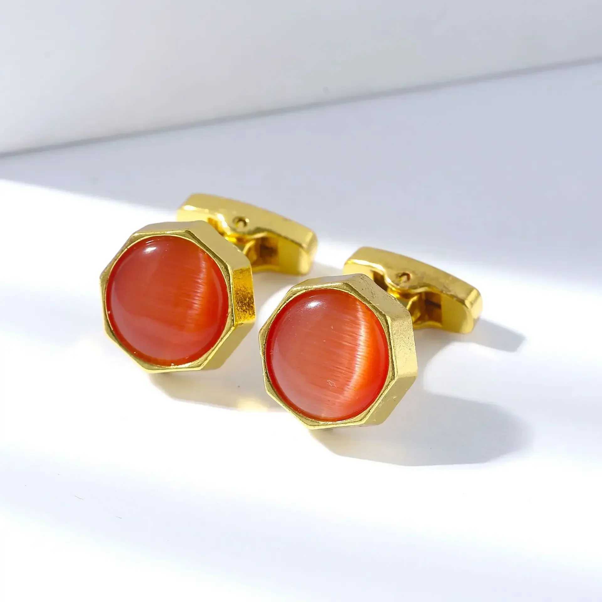 New Blue Opal Cufflinks Fashion Mens Business Dress Button Mens Wedding Accessories Gift French CufflinksT250412