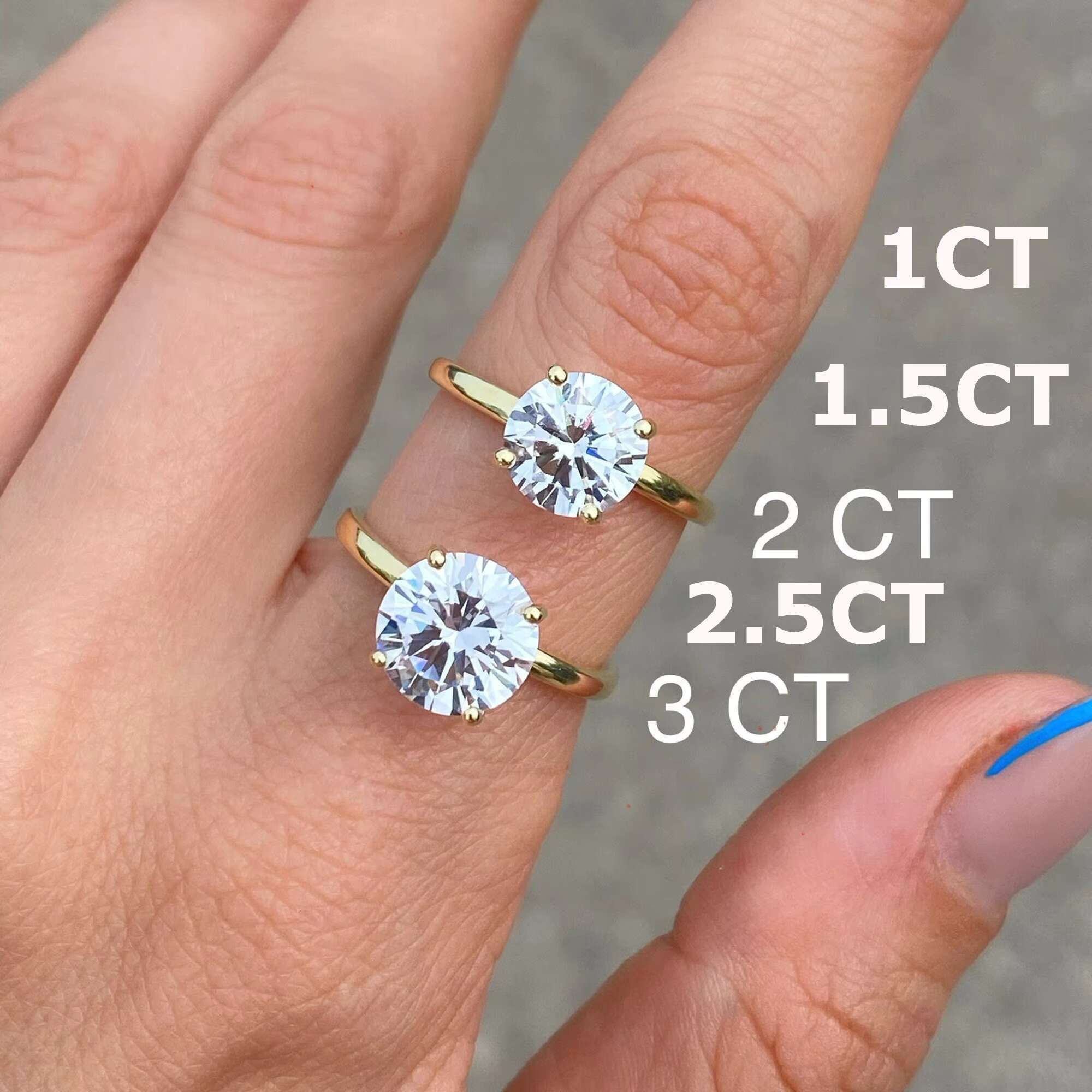 925 Sterling Silver Round Brilliant Cut Solitaire Diamond Ring Women Custom 3ct 5ct Moissanite Wedding Ring