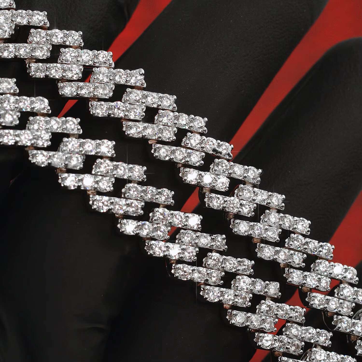 Qianjian Jewelry Cuban k Necklace Mossanite Sier Dia Wholesale Hip Hop Men VVS1 Moissanite 10mm 16-20in Chain