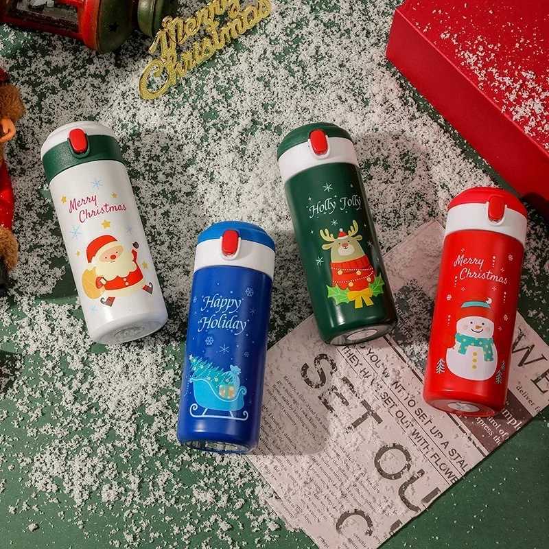 Christmas Christmas Thermos Cup Santa Elk Insulation Cup Stainless Steel Thermos Bottle Student Vacuum Flasks Water Bottle Xmas Gift 350ML Y251112
