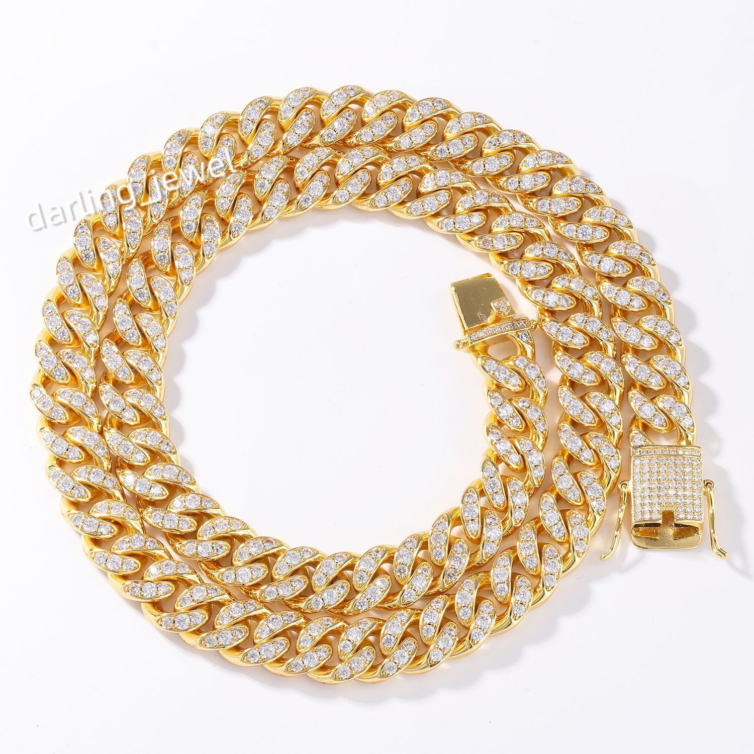 Handmade Insert Single Row 10mm Wide Real S925 Cuban Chain With VVS Moissanite