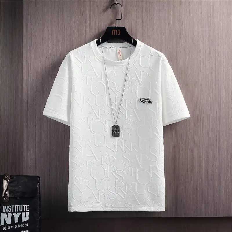 Summer tshirt shorts 2-piece set white tracksuit mens 3D letter retro streetwear creative pattern mens short outfit setXJ250412