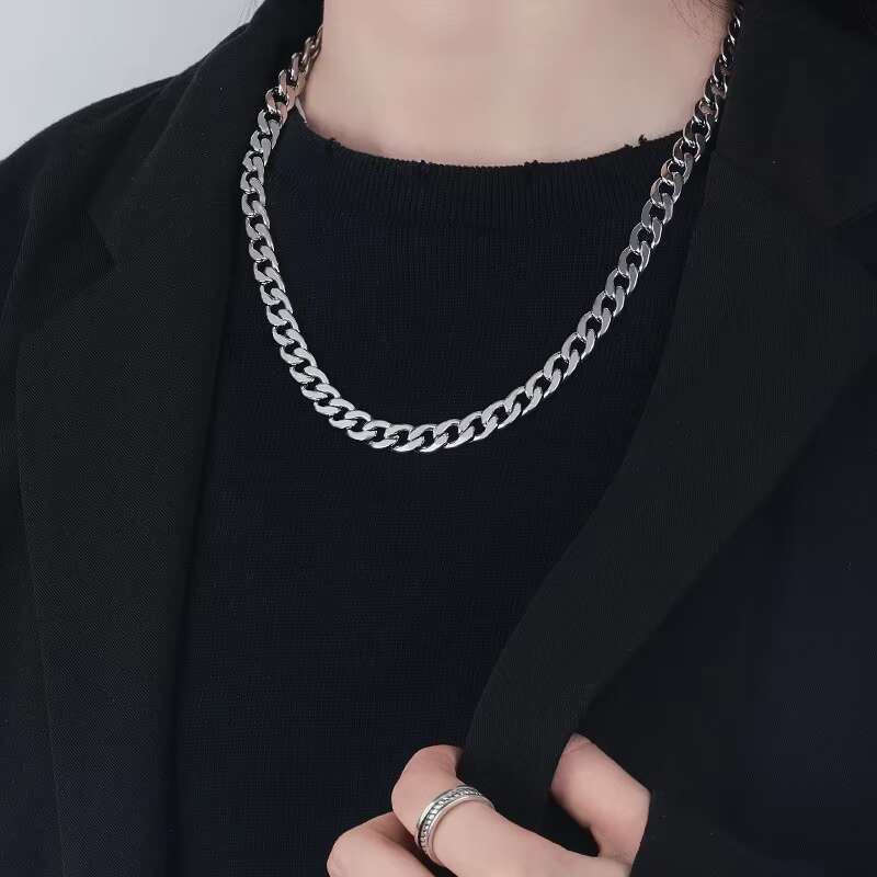 New High Quality 6mm/8mm/10mm/12mm Hip Hop Stainless Steel Titanium Steel Buckle Miami Link Necklace Men Women Cuban Chains