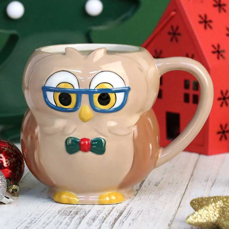 Christmas Christmas Ceramic Mug Cute Cartoon Animal Embossment Novelty Design Eco-friendly Water Cup For Tea Coffee Festive Gift Y251112