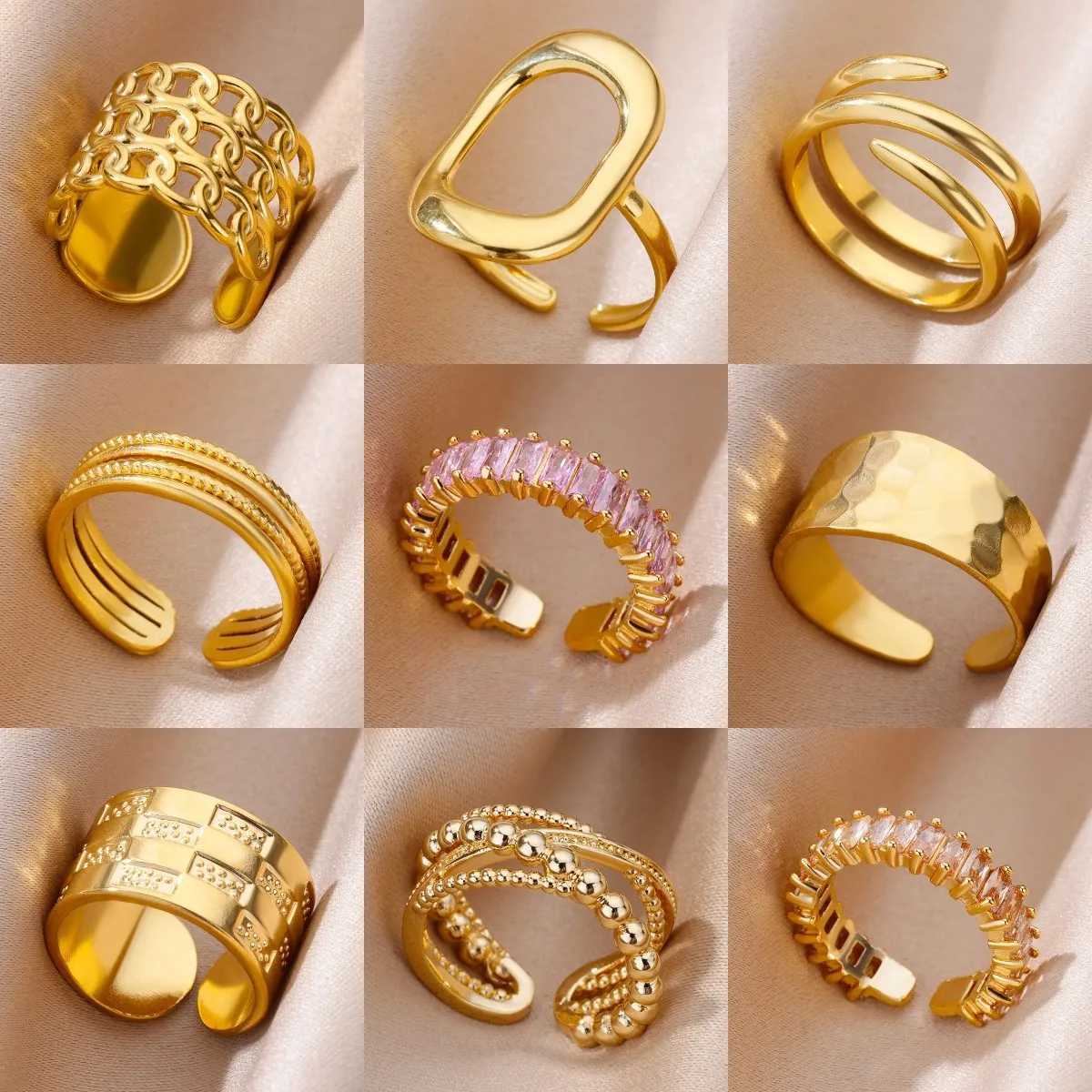 316L stainless steel ring womens gold color never fades luxurious classic ring wedding couple ring jewelry free deliveryXJ250412