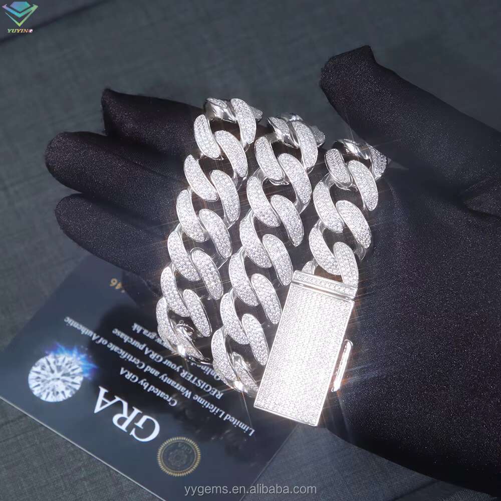 Hiphop 18mm VVS Diamond Cuban Link Chain GRA VVS Moissanite 925 Sterling Silver Gold Plate Fine Jewelry Necklaces Bracelets