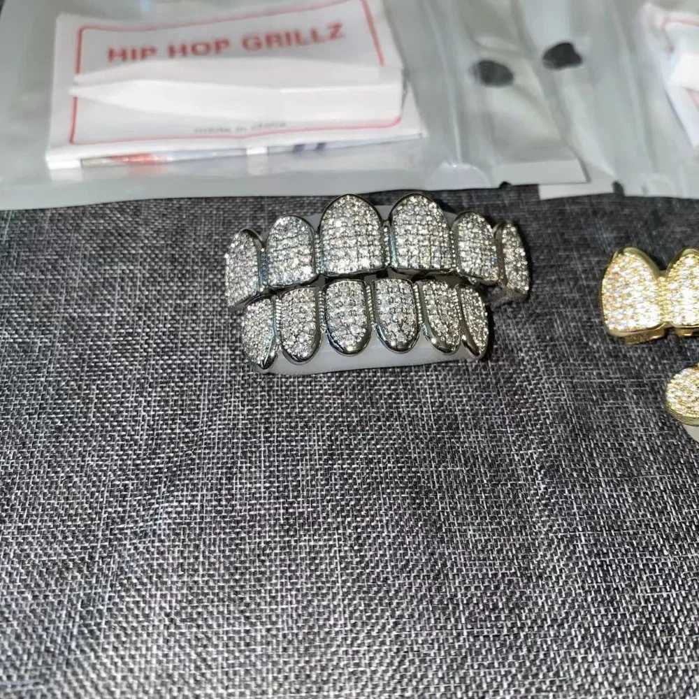 Teeth Grilz Set for Neutral Top Bottom Oral Silver Teeth Grill Teeth Cover Removable Teeth Fashion Body Jewelry W250412