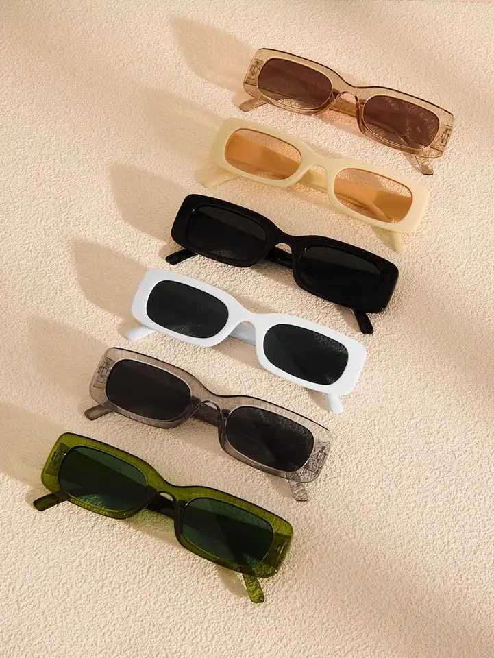 2/4/6 PCS Fashion Classic Square Colourful Plastic Frame Women Sunglasses For Men Daily Life Shades Eyewear Accessories.C250411
