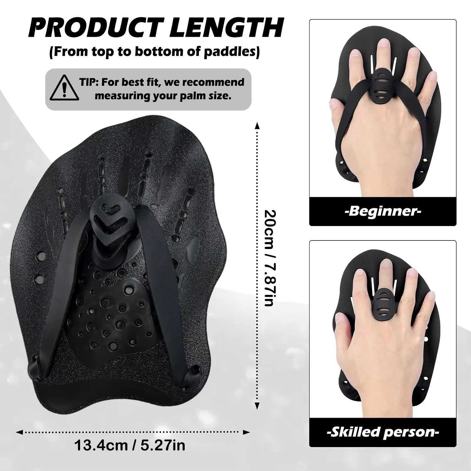 1 pair of swimming training hand turners with adjustable silicone tapeY250412