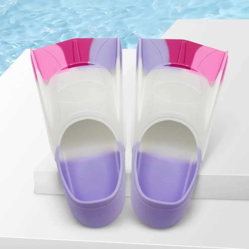 Silicone diving fins childrens swimming shoes childrens swimming fins short inflatable swimming fins flip cover swimming training finsY250412