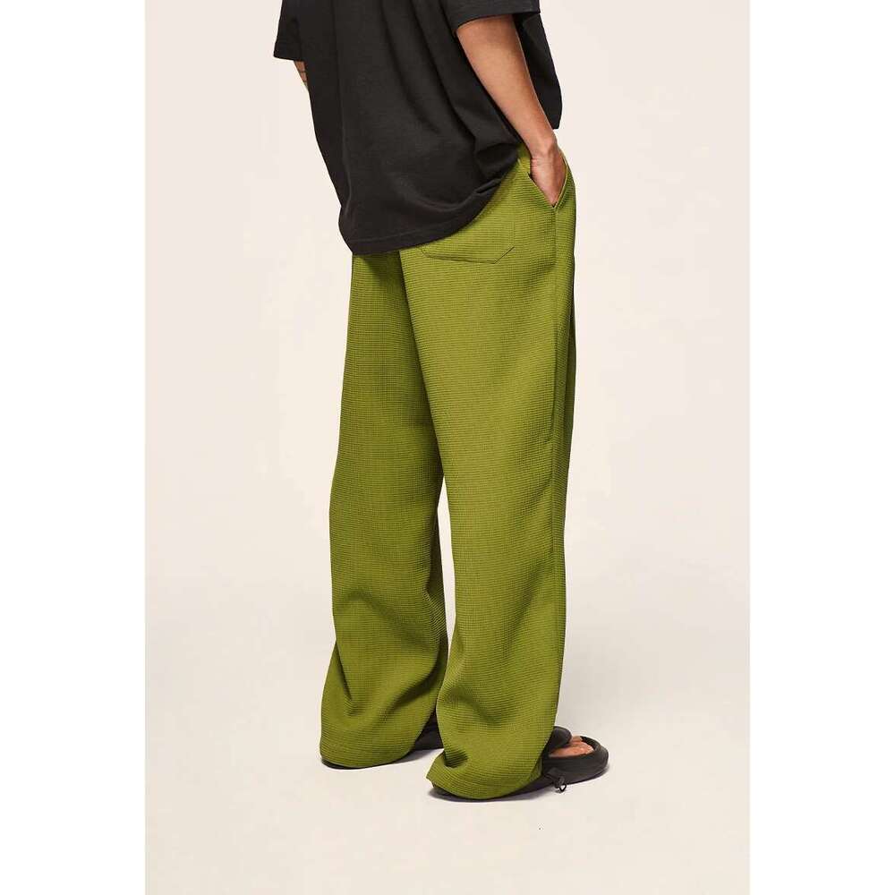Vintage Waffle Wide Leg Pants Men Casual Sweatpant Sportswear Unisex Plus Size Track Pant