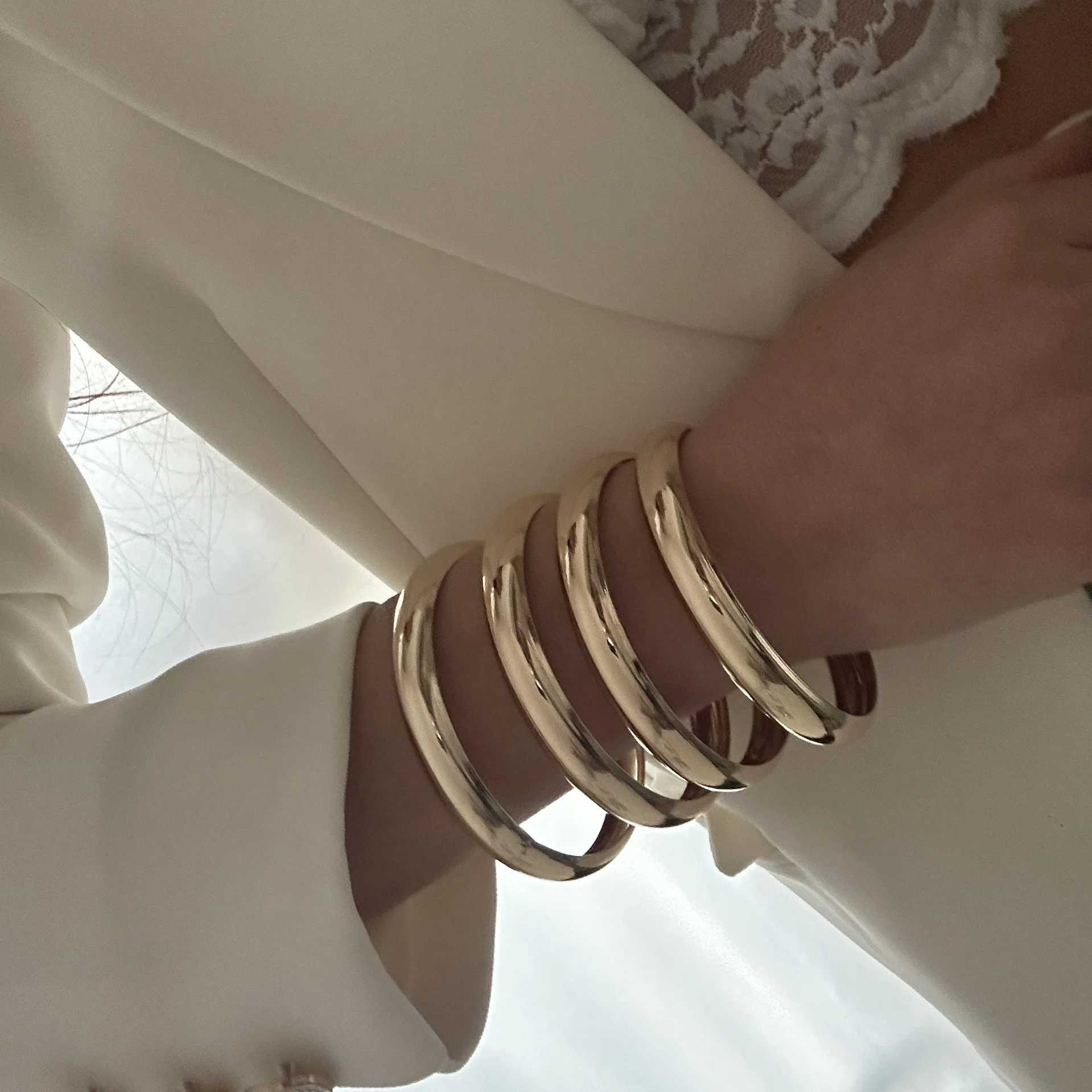 DIEZI One Set Simple Multilayer Bangle Bracelet Fashion Punk Gold Silver Color Geometric Bangles For Women Men Gift JewelryC250411