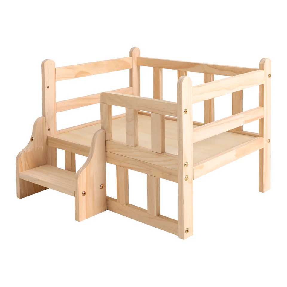 Solid wood pet bed wooden dog bed frame dog house furniture cat and dog bed bracket small teddy bear rectangular shape for male pets X250412