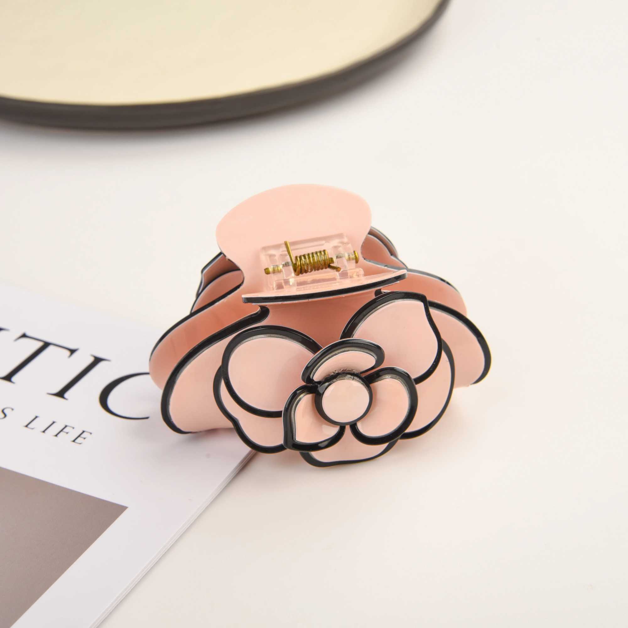 Muweordy French Camellia Hair Claw Personalized Design Acetate Claw Clips Flower Crab Hairpin Female Hairpin Y2504012