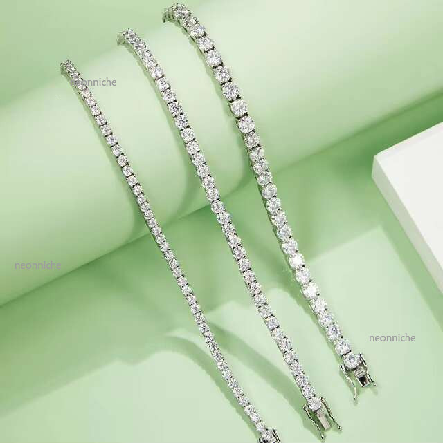 High Quality k Chain Tennis Bracelet VVS1 GRA Moissanite Sterg Sier Rose/Yellow Gold Plated Hip Hop Style Hight