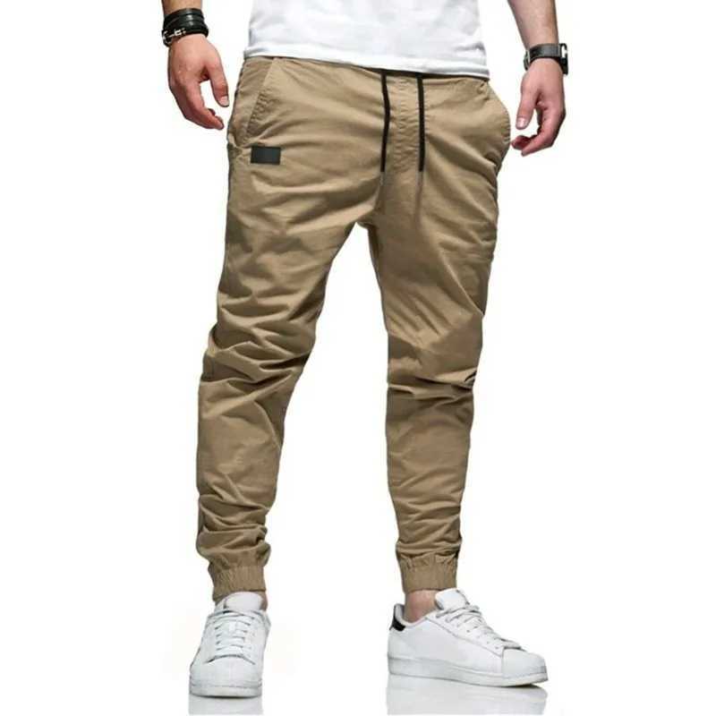 New slim casual pants simple European and American casual solid color splicing work leather pants young trendy pants W250411