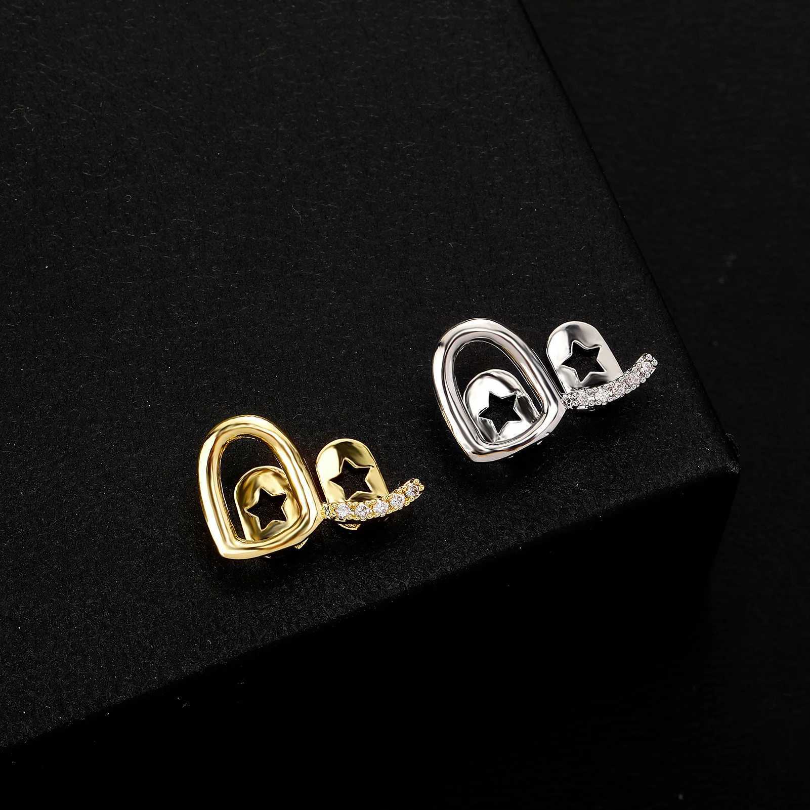 Fashion Single Hollow Zirconia Grillz Hip Hop CZ Stone Tooth Hat Decoration Womens Jewelry Party Gift Dental Grill W250412