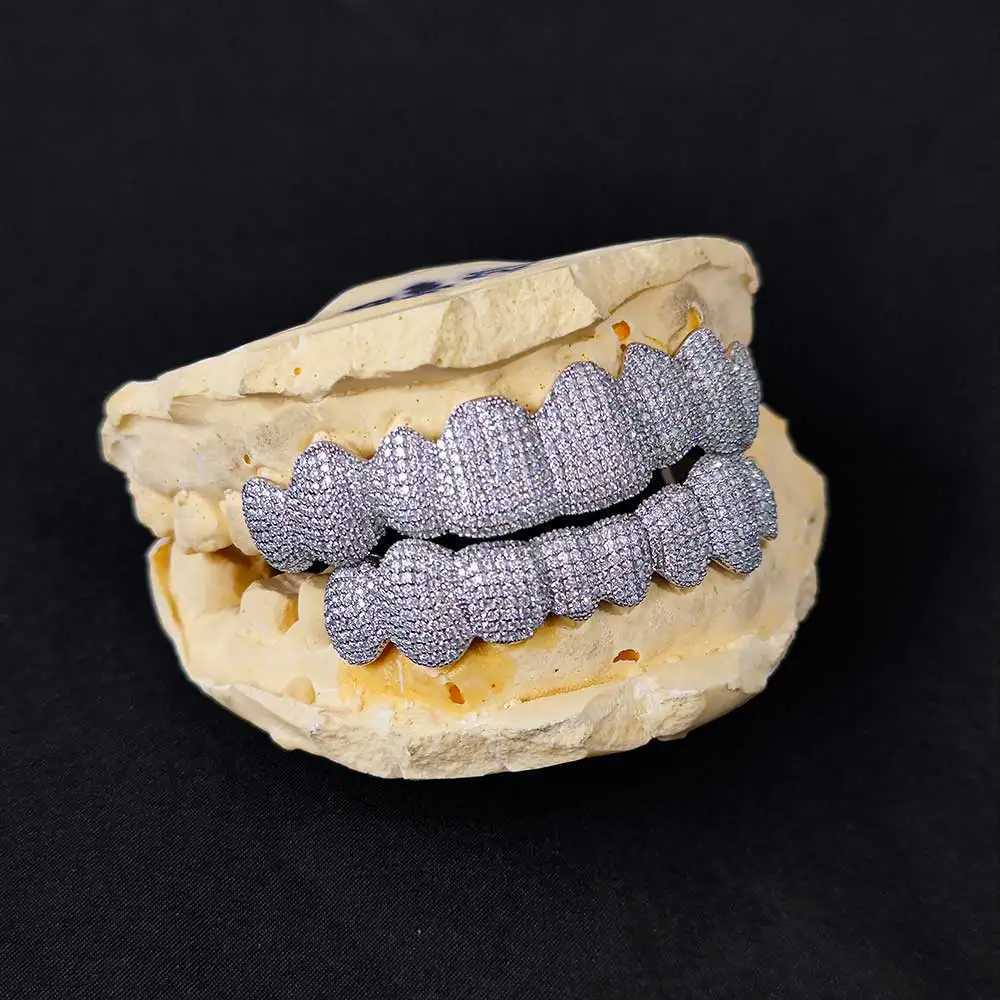 Hot selling custom personalized teeth purity VVS Mo silica diamond mens ice out grille teeth decoration W250412