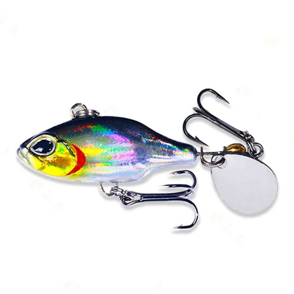 1PCS 4.8cm 8.5g Rotating VIB Bait With Spoon Vibration Fishing Lure Crankbait Jig Sequins Tail Bass Hard Baits Tackle Pesca Z250411