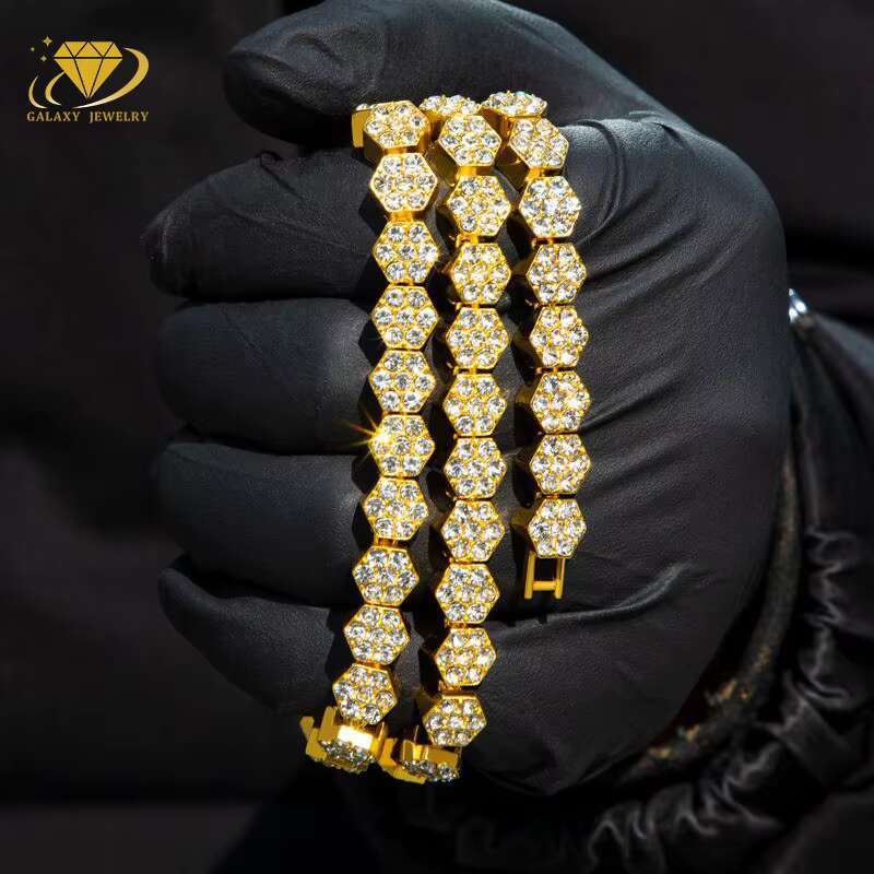 925 Silver 8mm Moissanite Tennis Chain Jewelry Diamond Necklace Bracelet Iced Out Chain Hexagon Flower Tennis Chain Necklace