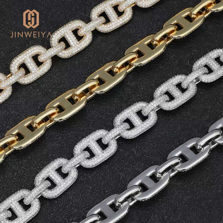 Custom Luxury Copper Gold Plated Hip Hop Iced Out 15Mm Cuban Link Chain Necklace for Men