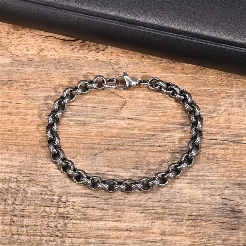 Chunky Belcher Round Chain Bracelets for Men BoysSilver Color Stainless Steel Braided Chain WristbandPunk Jewelry GiftsC250411