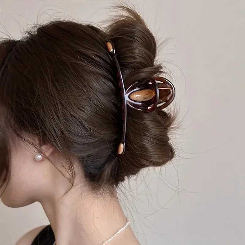 New retro womens hair clip acrylic shark clip Chinese style hair accessories fashionable girls headwear womens hair clip Y2504012