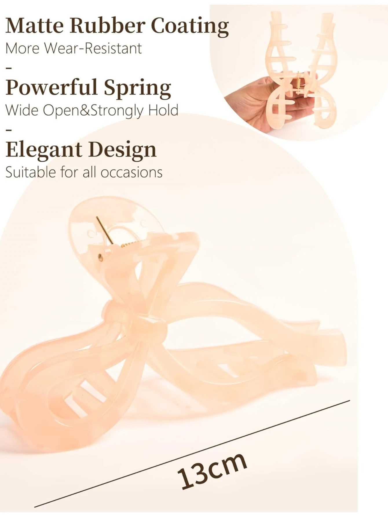 Bow claw clip female bow 5-inch headband fashionable claw clip thick hair clip pink ribbon clip white Y2504012