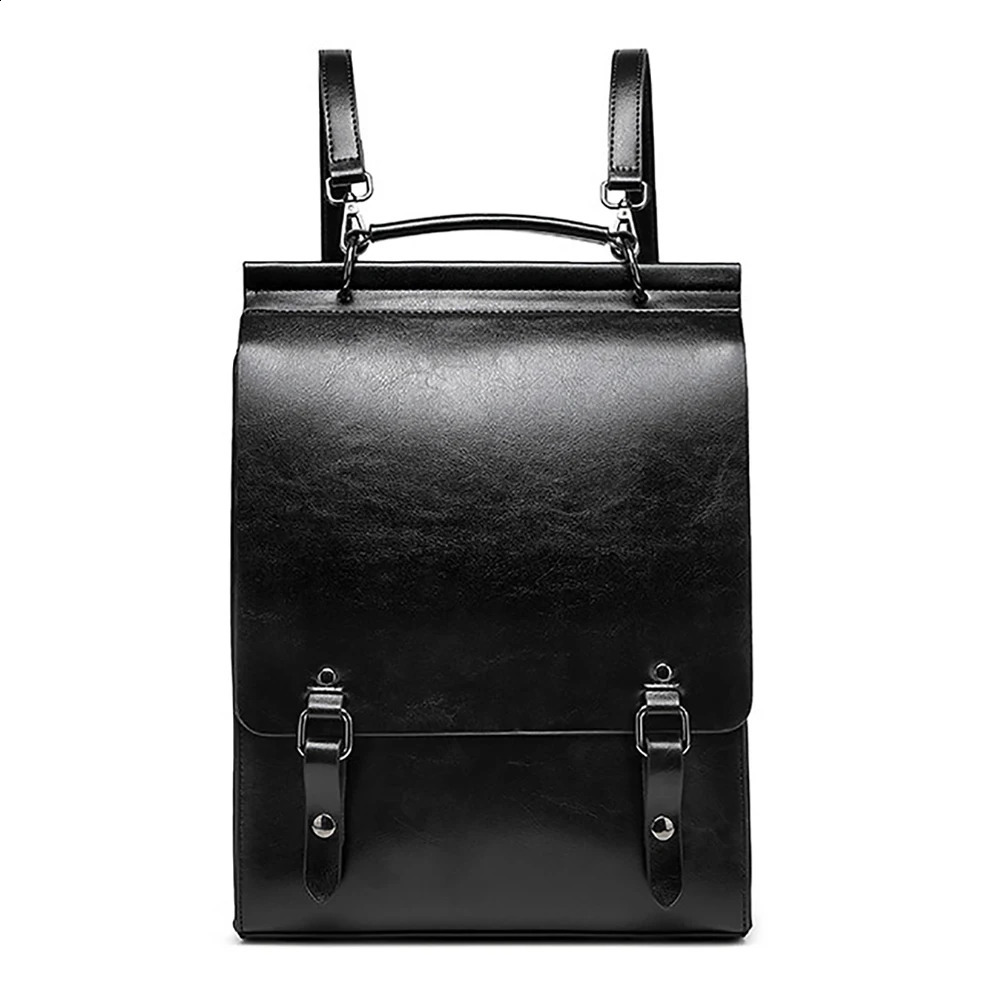 Genuine Leather Women Backpack Cross Body Bag Book School Bags Real Cowhide Lady Female Laptop Daypack Messenger Shoulder Bags 250407