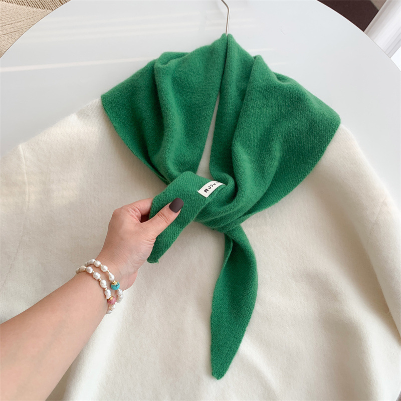 2-Piece Set Women's Wool Knitted Triangle Scarf Shawl Autumn Winter Warm Headscarf Multi-Functional Versatile Small Scarf for Women Fashion Acces