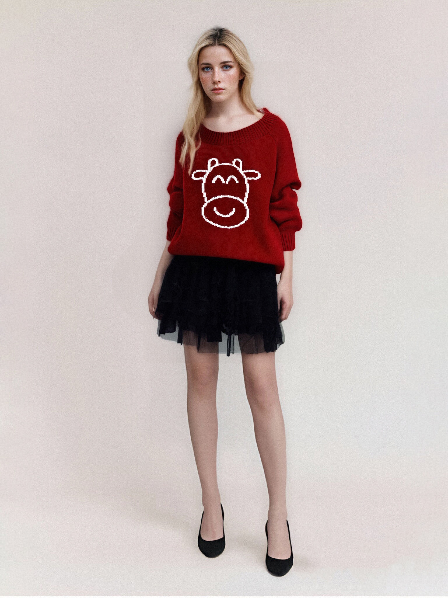 Women's sweater jacquard round neck sweater round neck