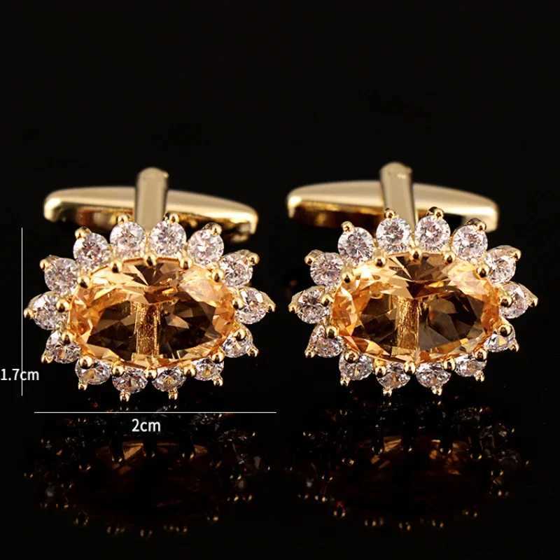 Luxury womens crystal inlaid French metal cufflinks mens shirts buttons wedding dresses jewelry accessories holiday giftsT250412