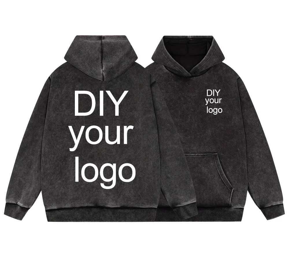 POD customization Washed Retro Hoodies 5 Colors 100Cotton Hoody Customized Personalized Pattern Customization Pullover Team CompanyT251112