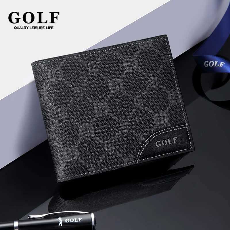 Golf folding holder zipper ultra-thin leather coin square gentleman hot minimalist mens card wallet Z250411