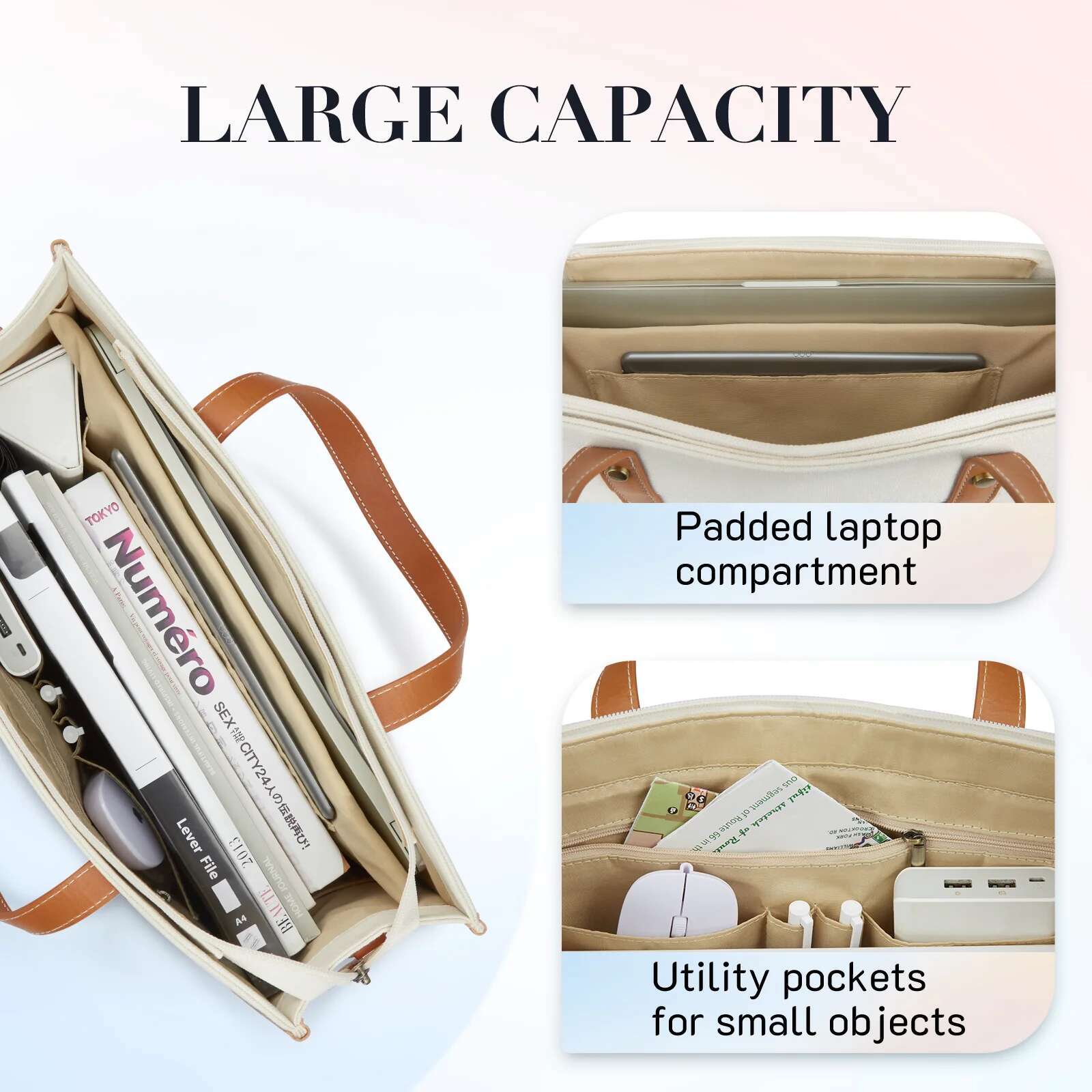 Missnine 15.6 Inch Woman Laptop Briefcase Canvas Ipad Work Shoulder Casual Tote Bag For Travel Office College