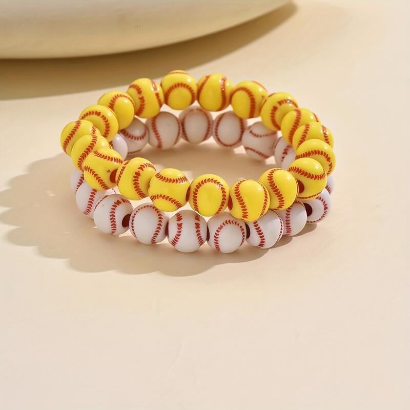 Baseball-Inspired Beaded Bracelet - Sporty and Fun Accessory