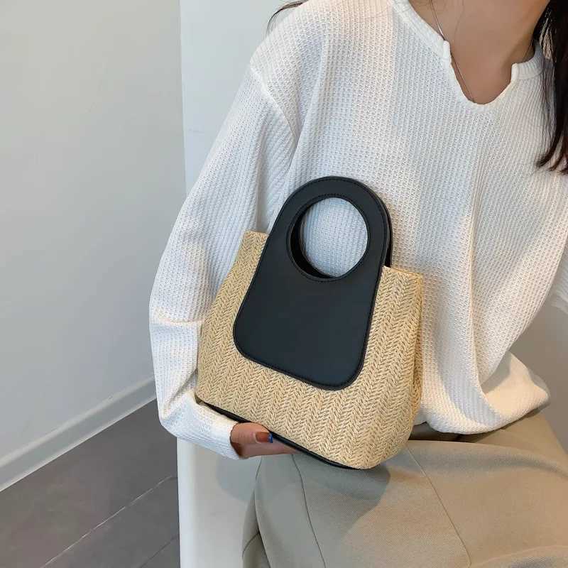 Vintage colored Pahwork Str bag large capacity hand woven bag simple Fi shoulder bagXJ250412