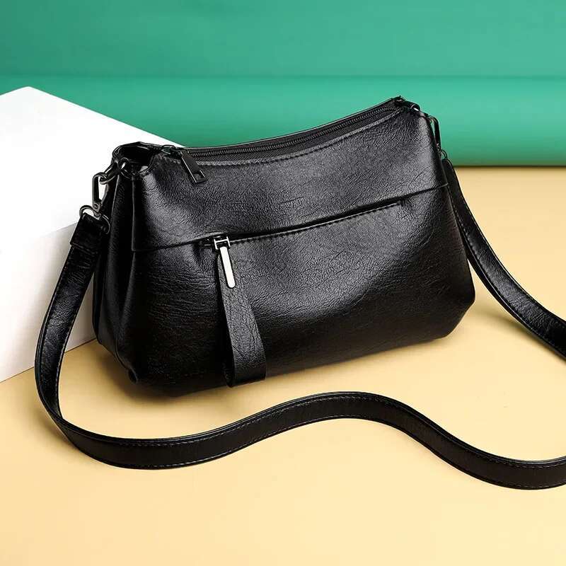 Fashion Women With Three Layers Large Capacity Shoulder Crossbody Bag Soft Leather Light Trend Mother's Messenger Handbag