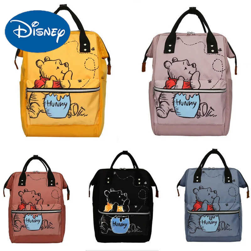 Disney New Mom Bag Fashion Cartoon Printing Large Capacity Mom Bag Mom and Baby Bag Anti Water Bottle Diaper BackpackXJ250412
