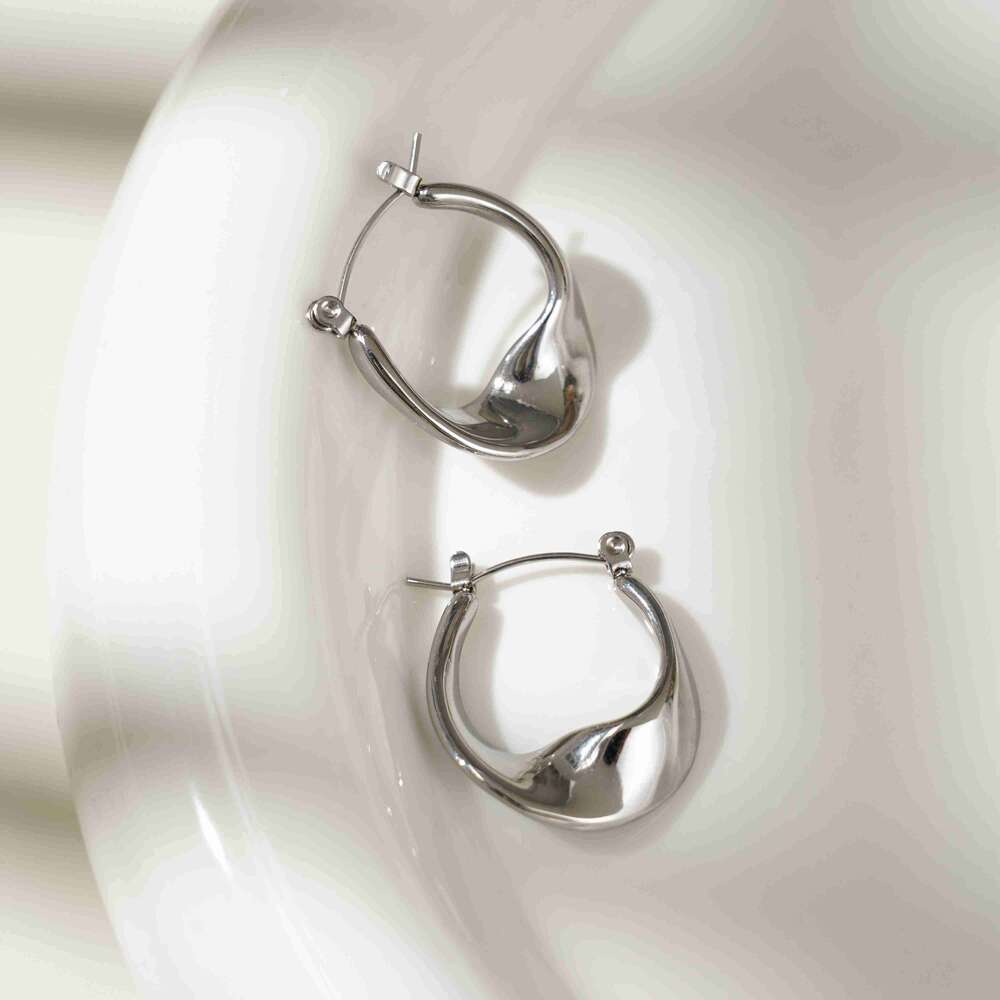 Stylish Jewelry Wholesale Tarnish Free Chunky Twisted Stainless Steel Hoop Waterproof Earrings for Women
