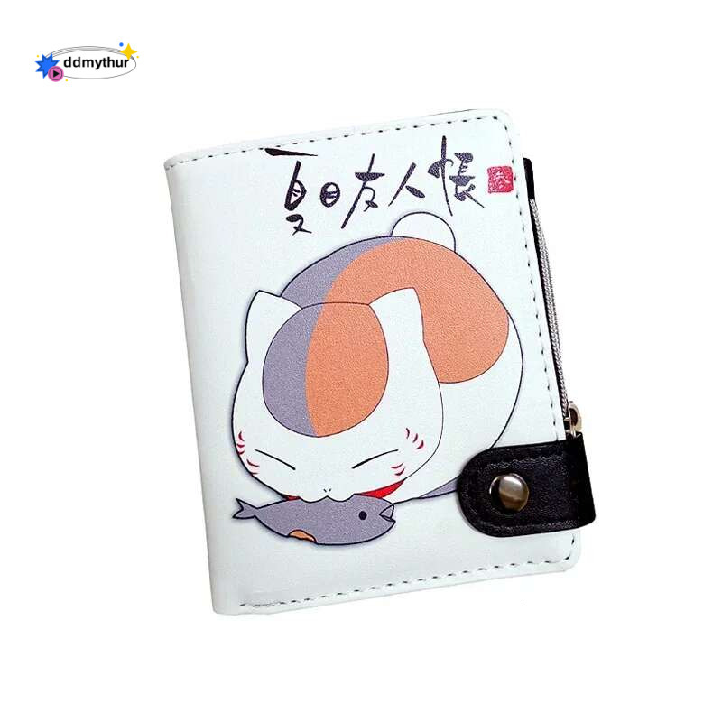 Anime Natsume Yuujinchou Short Button Wallet Cartoon Cat Teacher PU Leather Zipper Purse ddmythur