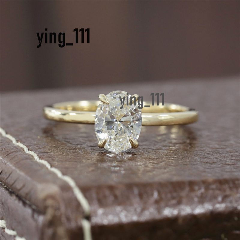 Jewelry Simple Style Design 1.0 Carat Oval Cut 4 Prong Set Lab Grown Diamond Solitaire Engagement Ring For Women 14K 18K Real Gold Wedding Ring