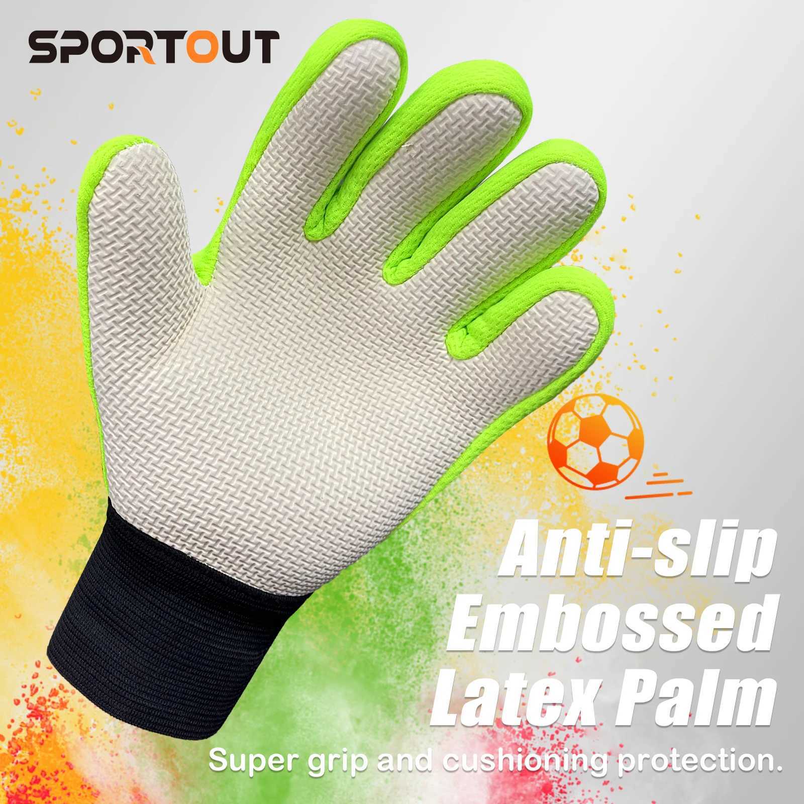 Sportout Kids Goalkeeper Gloves Soccer Gloves with Double Wrist Protection and Non-Slip Wear Resistant Latex MaterialW251112